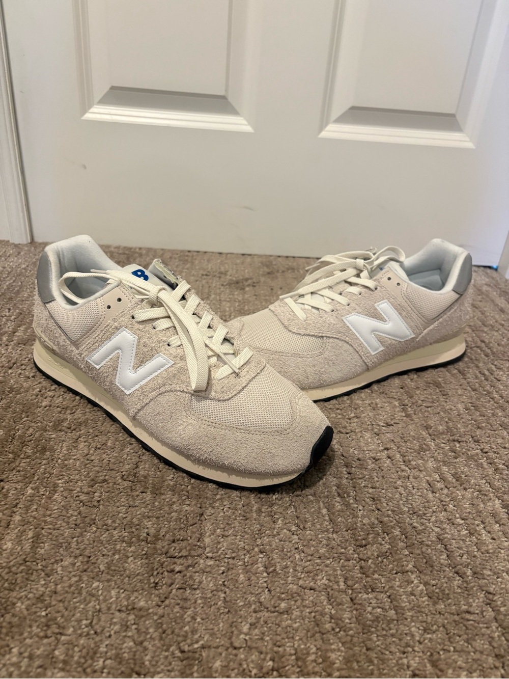 New Balance Men's Cream Suede & Mesh Sneakers